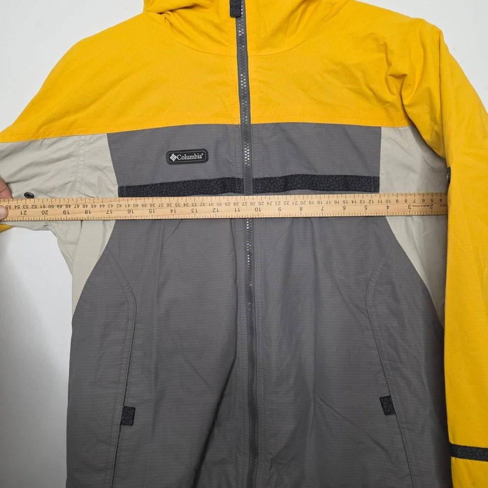 Columbia Kids Yellow Grey Colorblock Packable‎ Windbreaker Jacket Size 14/16 XL